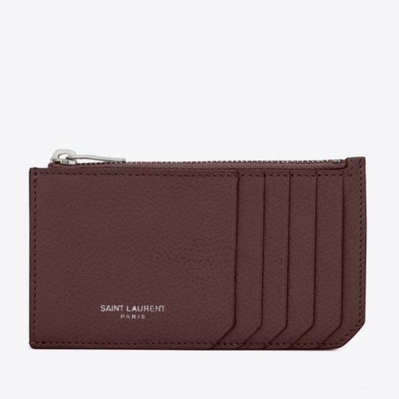 Saint Laurent Zip Fragment Leather Card Case - Picture 1 of 6